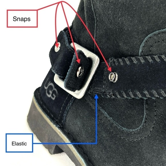 Ugg Cedric Biker Boot Size 6 Black Suede Shearling Uggs Ankle Booties New NWT - Picture 8 of 12